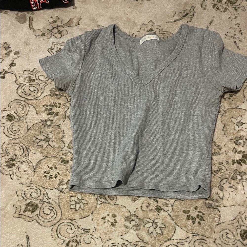 Active USA Heather Gray V-Neck Top